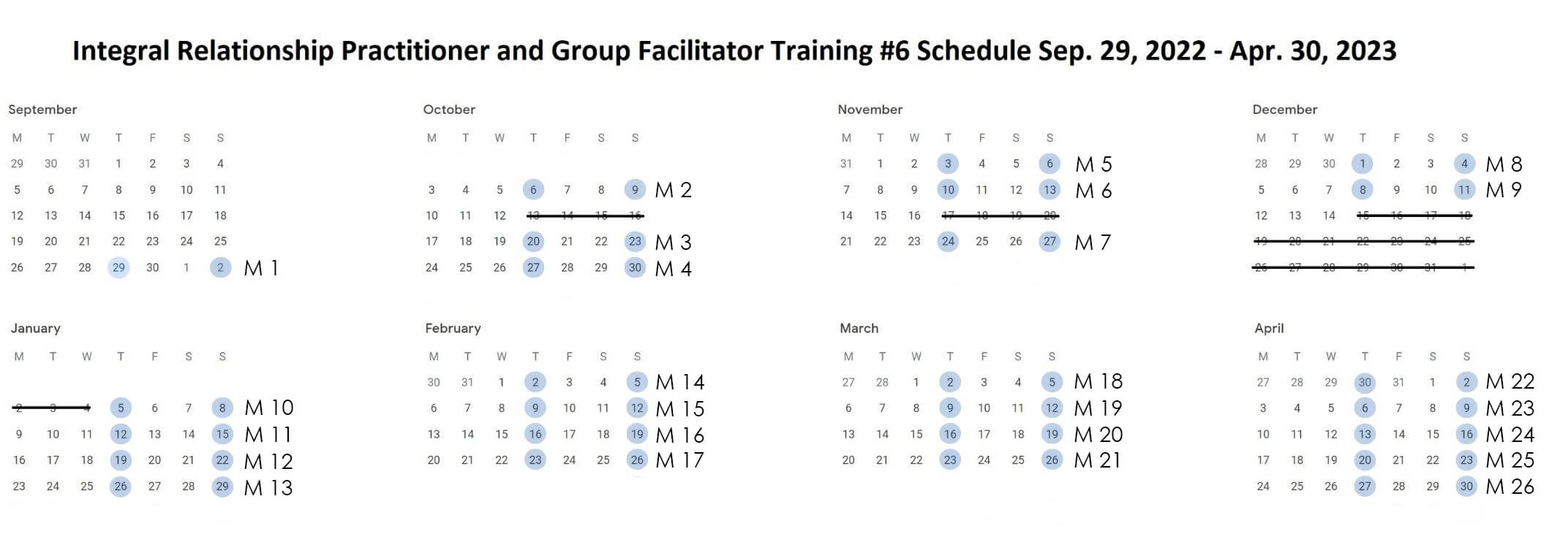 Calender for IRTF6